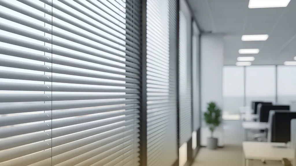 Modern office interior with commercial blinds